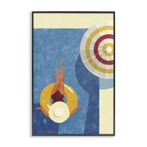 Stupell Industries Relaxing on Pool Float Novelty Painting Black Framed Art Print Wall Art, 16 x 24