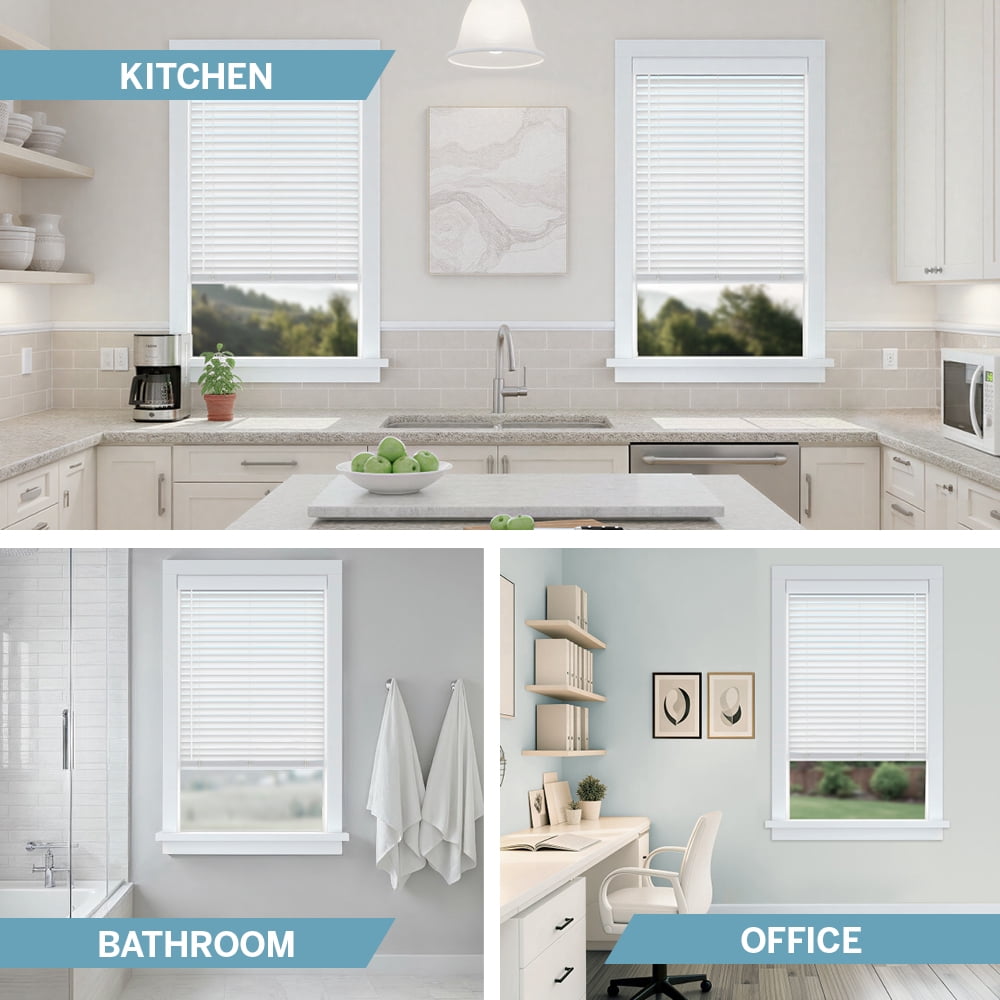 LEVOLOR BASICS 2" Cordless Faux Wood Blinds, White, 32" Width x 64" Length