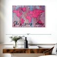 thumbnail image 3 of Elephant Stock She's Going Place World Map Wall Art - Horizontal Canvas Wall Art - Living Room Wall Decor - Inspirational And Typography Canvas - Gray And Pink Decor - 36" x 24", 3 of 8