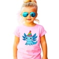 thumbnail image 2 of Cute Axolotl Birthday Shirt for Boys and Girls Kawaii Party Hat Graphic Tee for Kids and Toddlers Pink Shirt 2T, 2 of 8