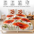 thumbnail image 5 of Cal.King Size Fitted Sheet Set - Spring Floral 3 Piece Bedding Sets 16" Deep Pocket Fitted Sheet with 2 Pillowcases, Red Poppy Flower Plants Wood Grain Beige Brushed Microfiber Hotel Bed Sheets, 5 of 9