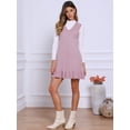 thumbnail image 4 of DARING DIVA Sweater Shift Chunky Knit Sleeveless V Neck Ruffle Mini Dress XS Dusty Pink, 4 of 6