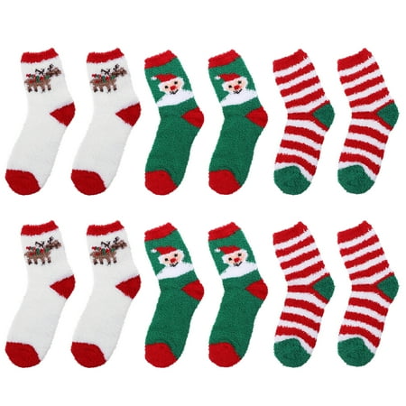 

Frcolor 6 Pairs of Christmas Adults Warm Socks Festive Thickened Coral Fleece Socks