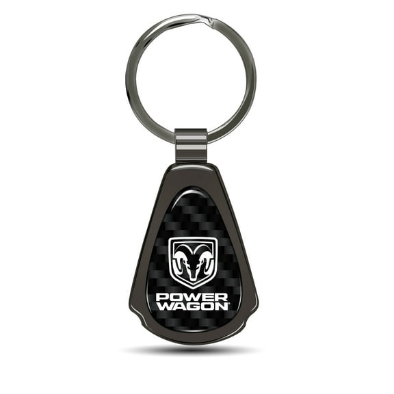 RAM Power Wagon Real Black Carbon Fiber Gunmetal Black Metal Teardrop Key Chain