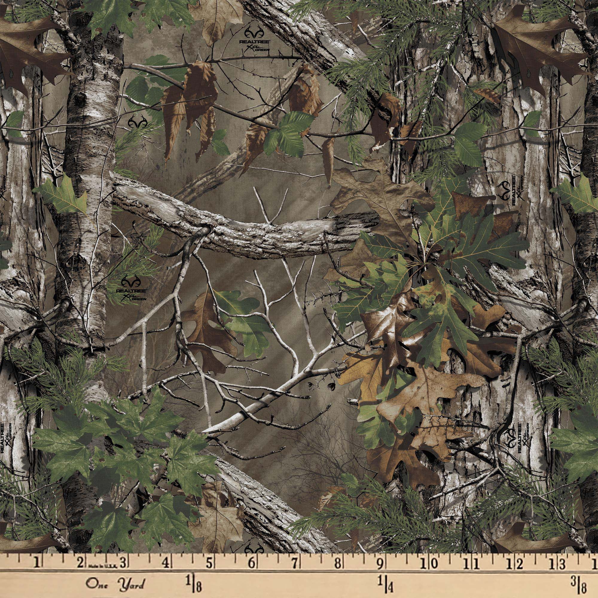 (4 pack) Real Tree 100% Cotton Camo, Green, 18" x 21" for Quilting & Sewing, 1 Each