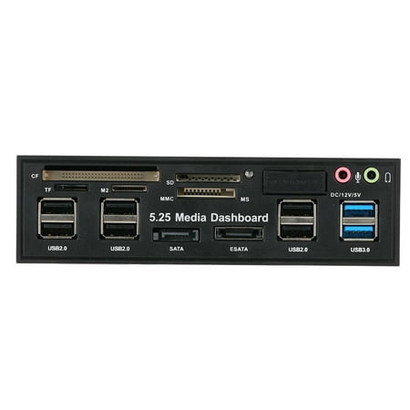 Multi-Function USB 3.0 Hub eSATA SATA Port Internal Card Reader PC Dashboard Media Front Panel Audio for SD MS CF TF M2 MMC Memory Cards Fits 5.25