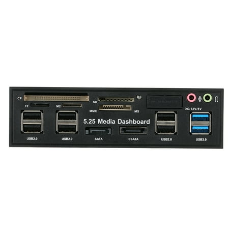 Internal Flash Media Card Reader Multi-Function USB 3.0 Hub eSATA SATA Port Internal Card Reader PC Dashboard Media Front Panel Audio for SD MS CF TF M2 MMC Memory Cards Fits 5.25