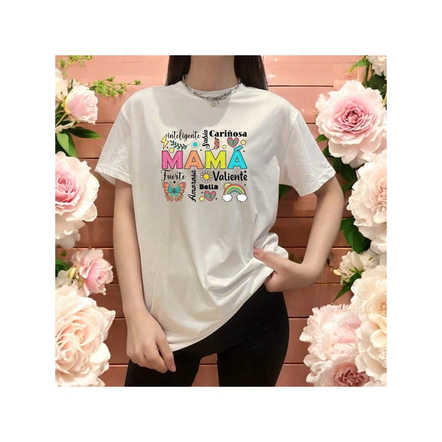 Playera Blusa Mujer Mama con Frases de Cariño Ropa Casual y Emotiva para Regalo del Día de la Madre Color Blanco Talla Extra Grande Marca Emil SaEs