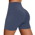 thumbnail image 2 of NordicNest Women's High Waisted Yoga Shorts with Side Pockets, -Lifting Workout Shorts, Quick-Dry Running Fitness Pants for Summer & Autumn #001 Blue XS, 2 of 4