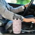 thumbnail image 6 of 30 Oz Insulated Tumblers with Flip Straw Lid Top Handle Striped Bows Pink Leakproof Reusable Vacuum Stainless Steel Travel Coffee Mug for Car, 6 of 6