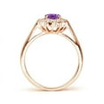 thumbnail image 2 of ANGARA Natural Princess Diana Inspired Amethyst Ring with Diamond Halo in 14K Rose Gold for Women (Size-7x5mm) | February Birthstone, Anniversary, Jewelry Gift for Women | Natural Amethyst Ring, 2 of 9