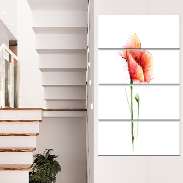 Red Poppy Flower with Large Petals - Large Flower Canvas Wall Art