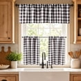 thumbnail image 7 of QualiVow 3-Piece Buffalo Check Kitchen Curtain Set, Farmhouse Gingham Valance and Tiers, Rod Pocket Window Decor, 7 of 7