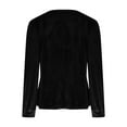 thumbnail image 5 of Mifsaly Velvet Tops for Women Pleated Business Velour Shirt Crewneck Long Sleeve Elegant Blouse Straight Shoulder Work T-Shirts Casual Trendy Vintage Pullover with Smocked Cuffs Black L, 5 of 9
