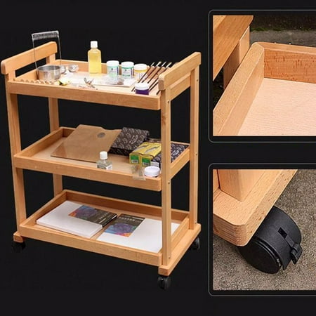 Zimtown 31 Height Heavy Duty 3 Tier Trays Art Drawing Painting Tool Storage Cart Rack Movable Shelves Trolley For