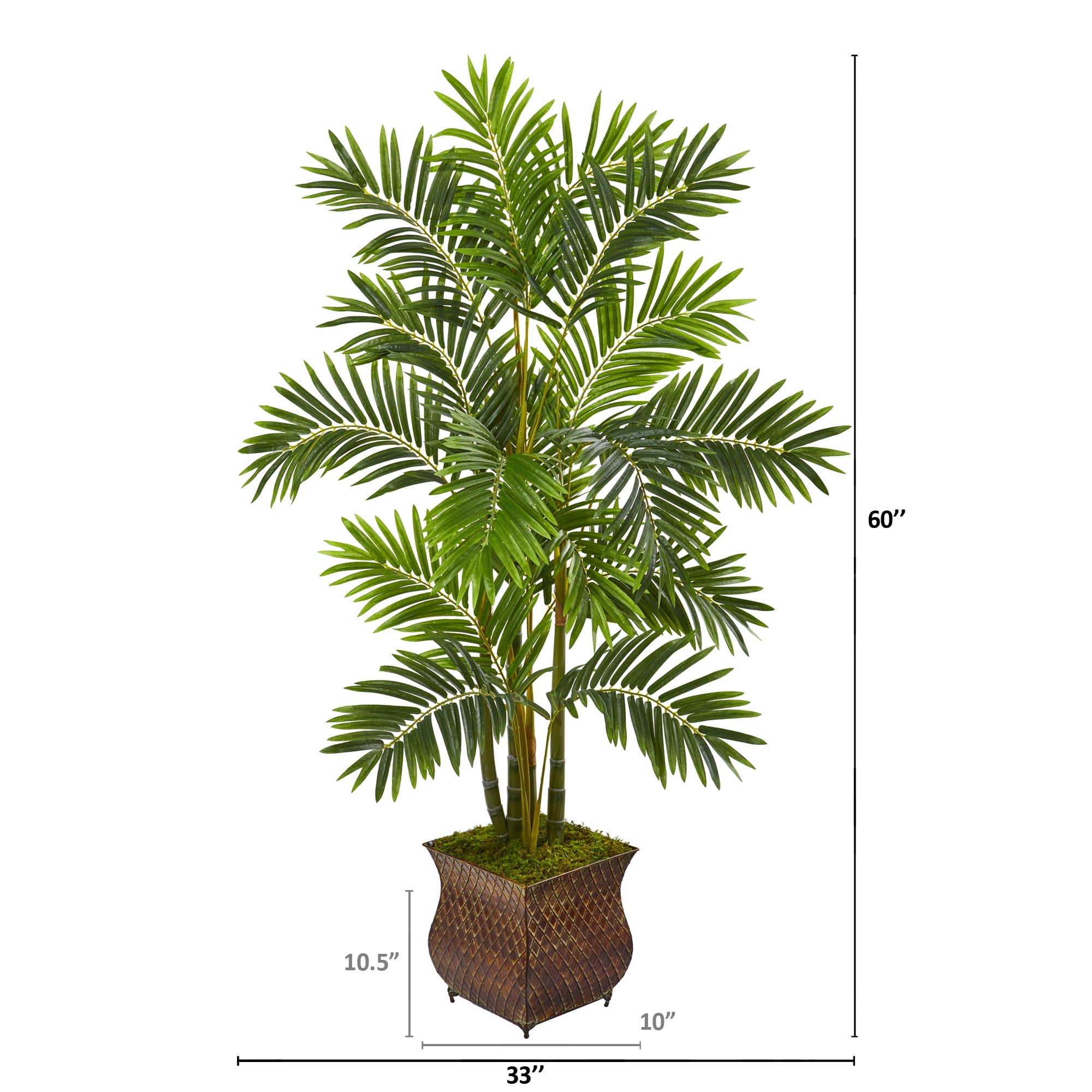 Nearly Natural 60in. Areca Palm Artificial Tree in Metal Planter
