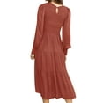 thumbnail image 3 of Frontwalk Women Sexy Long Sleeve Maxi Dresses Crew Neck Loose A Line Dress Ladies Solid Color Holiday Dark Red XL, 3 of 3