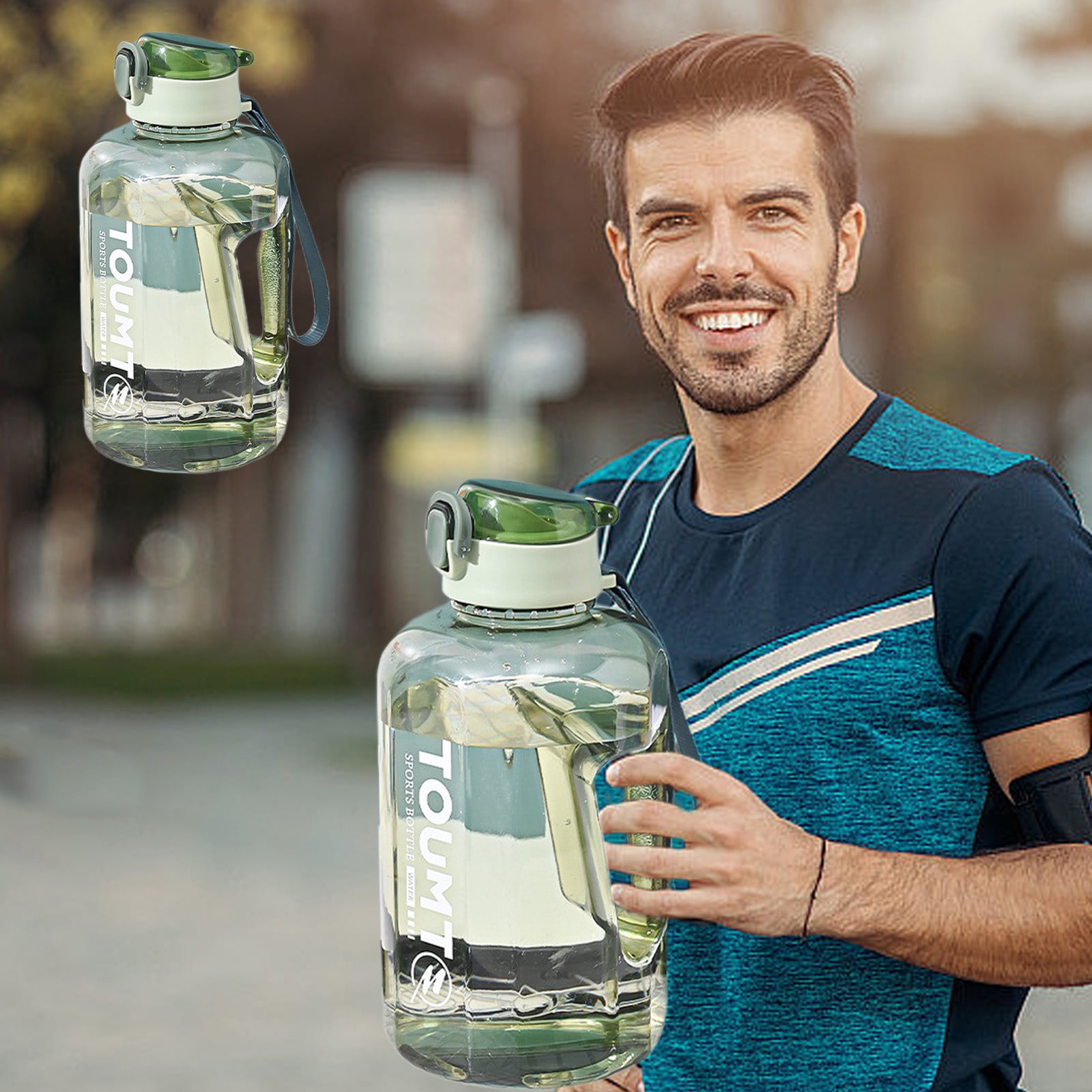 4pcs THE GYM KEG Sports Water Bottle Half Gallon Carry Handle Big Water Jug for Sport Large Reusable Water Bottles Eco-friendly, Leakproof 2200mL