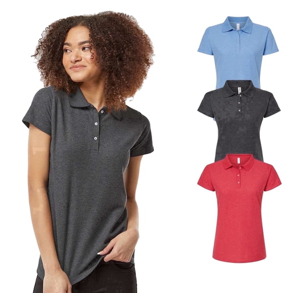 Tultex Polo Shirts for Women Short Sleeve – S Size 6.7 oz, Sport Pique Mixed Colors Tee - Pack 3