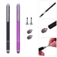 thumbnail image 1 of 2-Pack Universal Stylus Pen Set with Replaceable Fiber & Disc Tips - Metal Body, Clip-On Design, 13.3cm Length - Compatible with Phones & Computers - 8 Color Combinations (Black/Red/Rose, 1 of 7