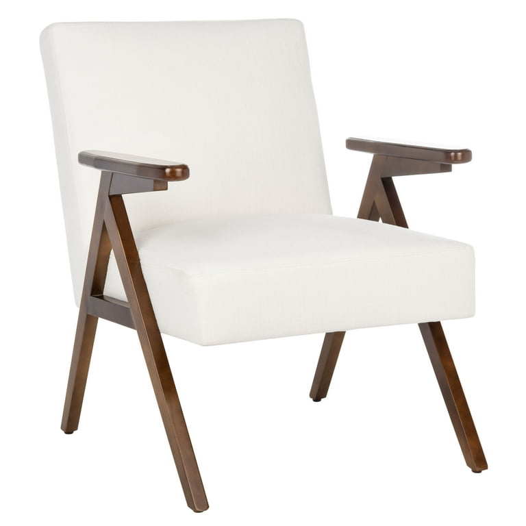 SAFAVIEH Emyr Modern Style Wood Arm Accent Chair, White