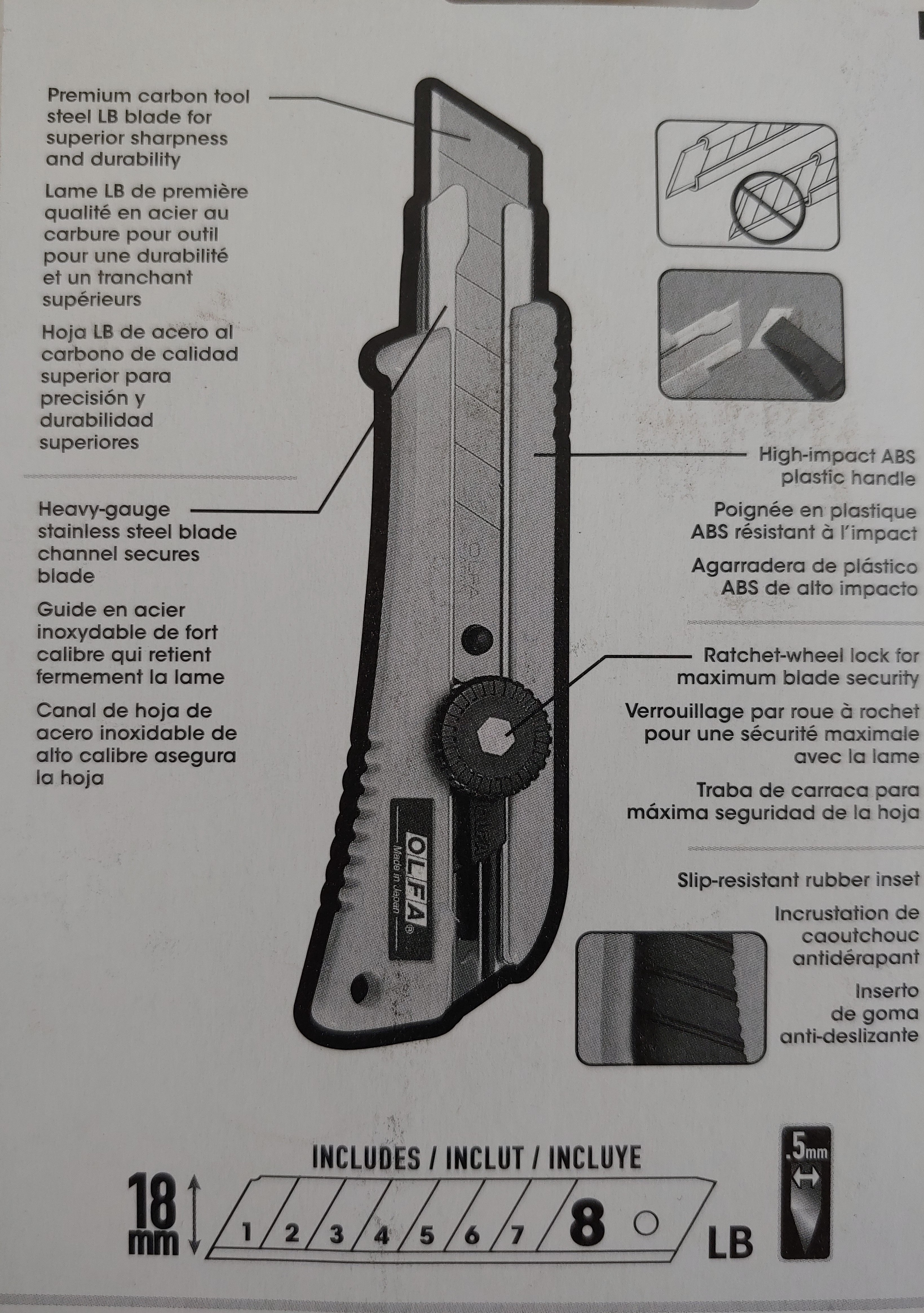 Lot of 2 OLFA 5004 L-2 Snap-Off Blade 18mm Rubber Inset Heavy-Duty Utility Knife
