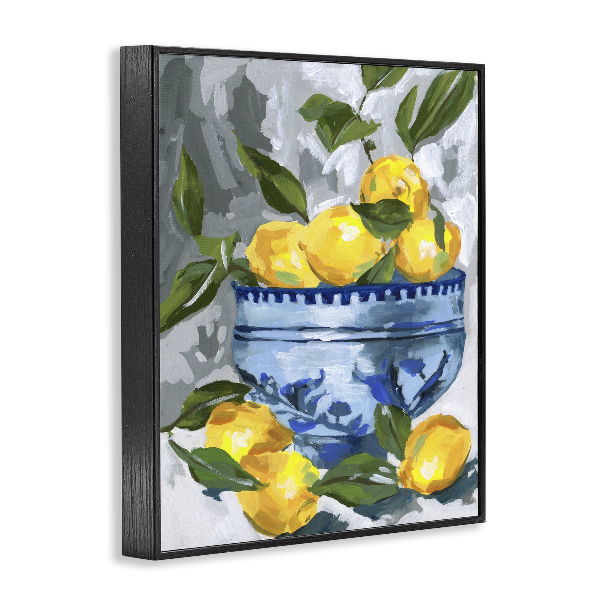 Stupell Industries Indigo & Lemon Bowl Black Framed Giclee Art, design by Melissa Wang
