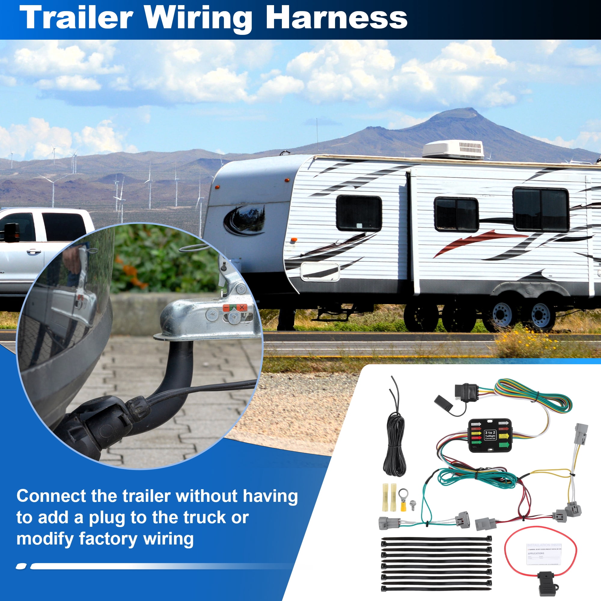 Unique Bargains 4 Pin Trailer Wiring Harness Towing Hitch Wiring Kit for Toyota Tacoma