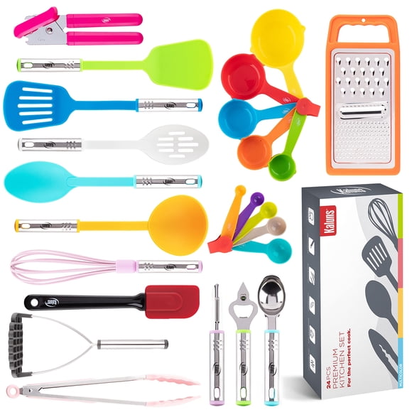 Juego de utensilios de cocina Kaluns, 24 piezas, nailon y acero inoxidable