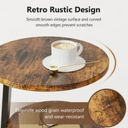 Biemlerfn End Side Table, Round Sofa Table with Metal Frame, 3-Tier Coffee Table Nightstand for Home, Black&Brown