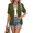 Army Green, variant on Women's Summer Short Sleeve Crochet Cardigan V Neck Cropped Lightweight Button up Bolero Shrug Sweater