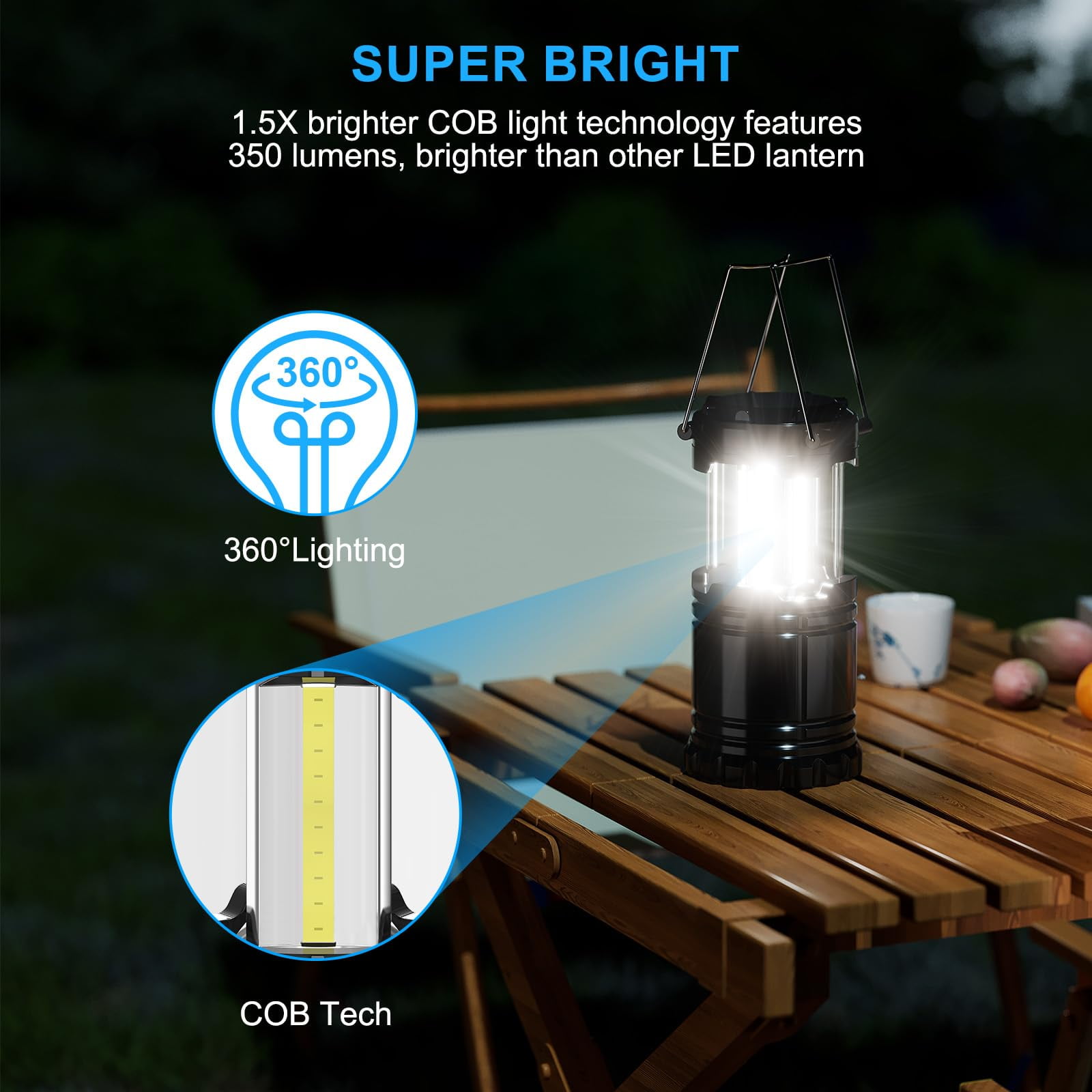 Super Bright Camping Lantern, Costech Portable Outdoor Lights Hanging Flashlight Camping Gear Equipment with Batteries for Hurricane Storm Outage Emergency 4 pack