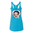 thumbnail image 2 of Wild Bobby Betty Boop Heart Blowing Kiss Dog Betty Boop Tri-Blend Racerback Tank Top, Vintage Turquoise, X-Large, 2 of 5