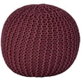 thumbnail image 2 of Urban Shop Round Knit Pouf, Wine, 2 of 5