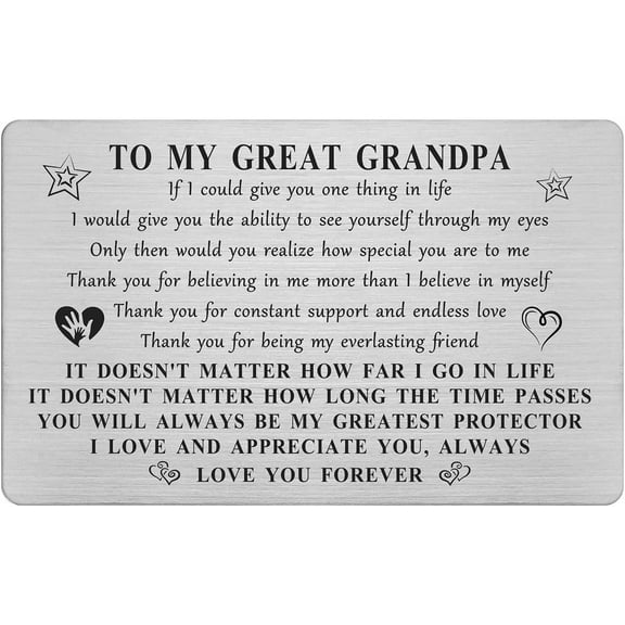 Great Grandpa Christmas Card Gifts for Men, Happy Great Grandpa Birthday Wallet Card from Grandkids, Personalized Thanksgivng Gift from Grandchildren