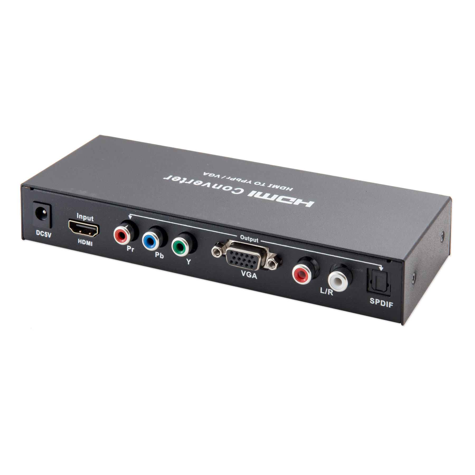 HDMI to VGA+YPbPr+Audio Converter, Input Signal Connection (HDMI), Output Signal Connections (YPbPr, VGA), Output Audio Connections (L/R Analog, SPDIF), Video Output up to 1080p, Black Color - image 5 of 5