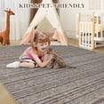 thumbnail image 6 of Large Washable Rugs 9x12 Modern Abstract Accent Carpet Non-Slip Backing Non-Shedding Contemporary Floor Cover Striped Transitional Mat OfficeBrown, 6 of 8