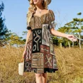 thumbnail image 3 of African ethnic print Sleeveless Dress evening dress chic and elegant evening dress purple Women's summer suit, 3 of 7
