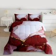 thumbnail image 2 of Manfei Red Marble Full Size Comforter Sets 3-Piece, Abstract Watercolor Art Bedding Comforter Set, Marbling Stone Pattern Bedding Sets, Microfiber Bedroom Decor, 2 of 8