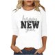 thumbnail image 3 of TaTaai 3/4 Sleeve Round Neck Printed Top, Women's Loose Casual Blouse, Versatile Cool Design, Suitable for Home Daily Casual Outfits Gift, 3 of 6