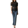 thumbnail image 2 of INSPIRE CHIC Puff Sleeve Floral Lace Shirt Black XL, 2 of 5
