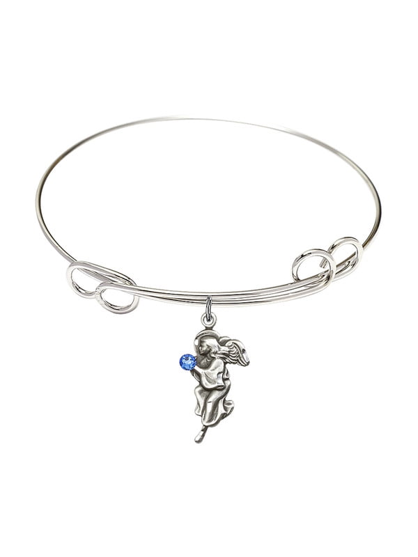 Cross Charm Charm On A 7 1//2 Inch Round Double Loop Bangle Bracelet