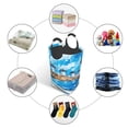 thumbnail image 4 of Xecao Greek Island Windmills Painting for Laundry Basket,Collapsible Large Laundry Hamper,Wash Bag for Laundry Room, Rolling Laundry Basket with Handles, 4 of 5