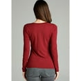 thumbnail image 4 of Emmalise Women's Casual Basic V-Neck Tshirt Long Sleeves Tee Top - Deep Burgundy, M, 4 of 4