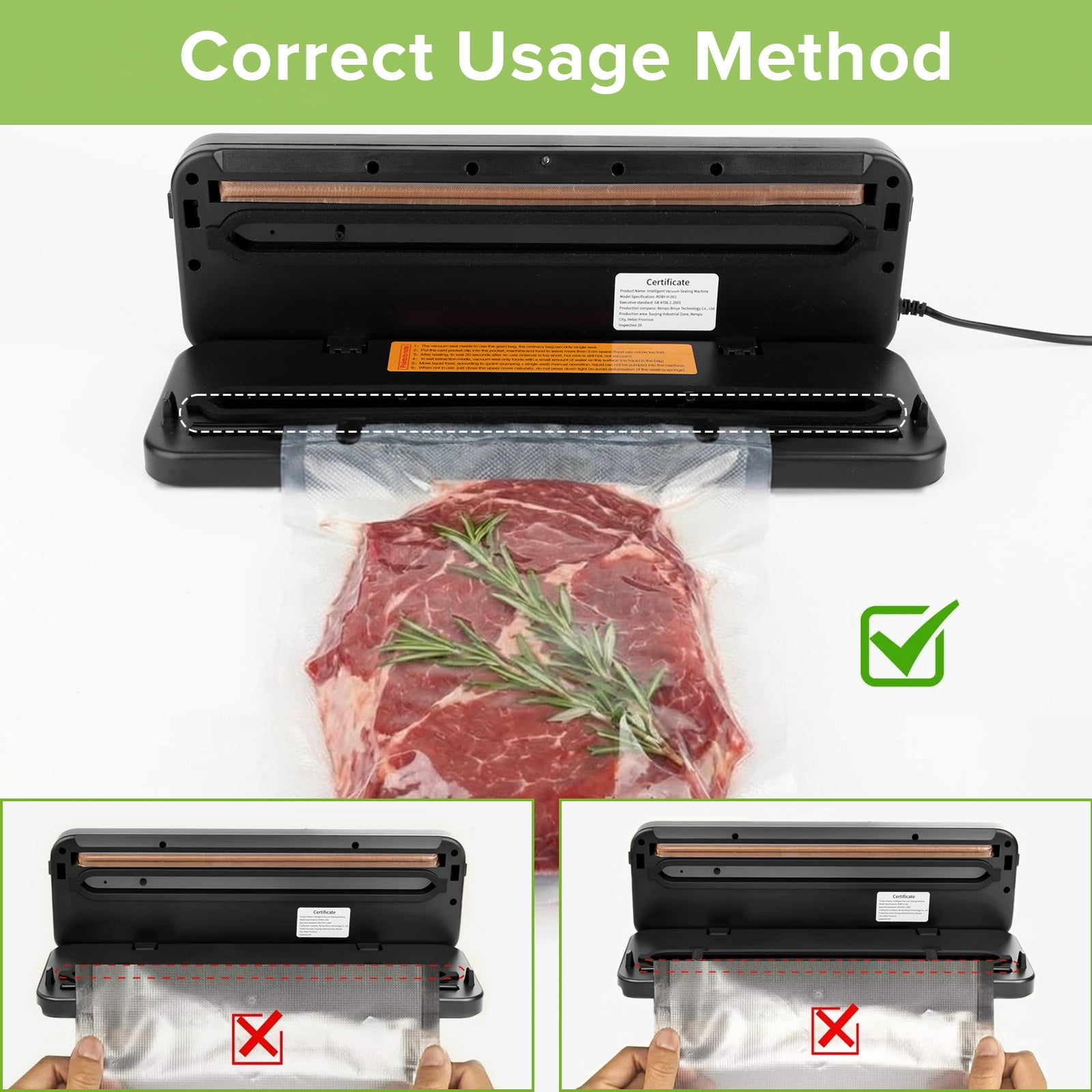 Yucurem Vacuum Sealer Machine with 50 Bags, Auto Vacuum Sealer for Food with Dry & Moist Modes, Built-in Cutter, Compact Design for Food Storage