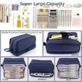 thumbnail image 3 of MAMUNU Estuche para lápices de gran capacidad con 4 compartimentos, bolsa para lápices con cremallera y asa portátil, estuche para bolígrafos, organizador de papelería para oficina, universidad,, 3 of 7