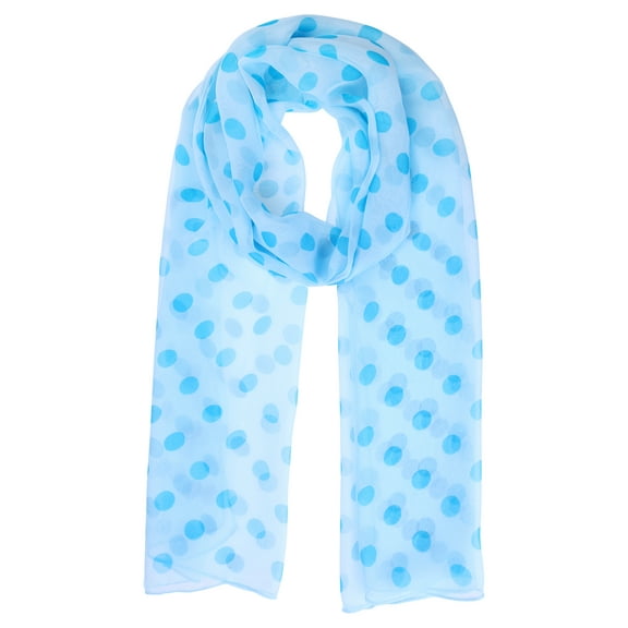 INSPIRAR CHIC Mujeres 1950s Retro Lunares Chiffon Bufanda, Ligera Suave Sheer Largo Cabeza Envolver Chal Bufandas para Todas las Temporadas 63.0"x19.7" Azul Cielo