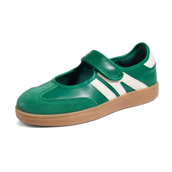 LUCKY STEP Retro Fashion Hook and Loop Sneakers Classic Slip on Casual Shoes,Olive Green,Womens