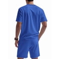 thumbnail image 3 of Men'S 2 Piece Outfits Short Sleeve Casual Shirt and Shorts Sets Royal XL, 3 of 7