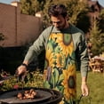 thumbnail image 4 of Dark Green Sunflower Pattern Apron-Garden Aprons for Women with Pockets-Cotton Linen Waterproof Kitchen Cooking Gardening Aprons Adjustable for Kitchen,Cooking,BBQ and Salon 33x27 Inch, 4 of 7